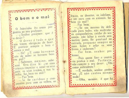 Livro de primeira srie de Corvina, imigrante portuguesa (pginas 16 e 17) - dcada de 1940