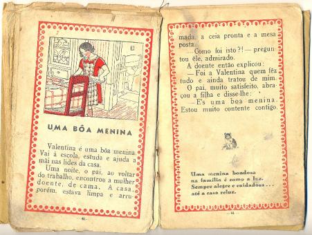 Livro de primeira srie de Corvina, imigrante portuguesa (pginas 40 e 41) - dcada de 1940