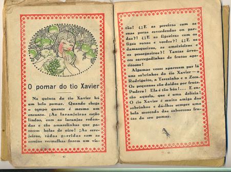 Livro de primeira srie de Corvina, imigrante portuguesa (pginas 42 e 43) - dcada de 1940