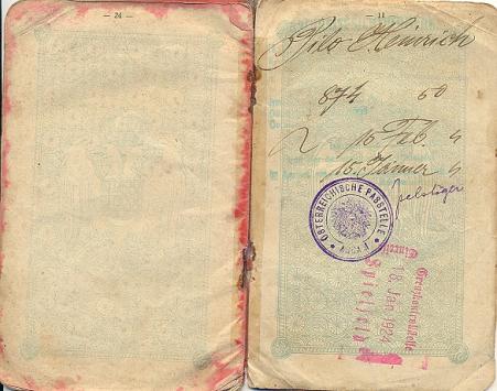 Passaporte de Heinrich Pilo (pai de Pedro Pilo), imigrante da antiga Iugoslvia.