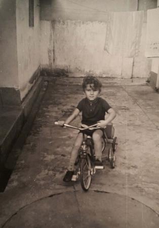 Walter Paul Babisch (filho) brincando no quintal de casa, na Rua dos Coqueiros. Registro feito em Santo Andr-SP, em 1972.