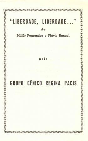 Panfleto do espetaculo ''Ponto de Partida'' do Grupo Cenico Regina Pacis,1979