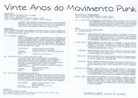 Panfleto de divulgao do show '20 anos do movimento punk'