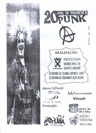 Panfleto de divulgao do show '20 anos do movimento punk'