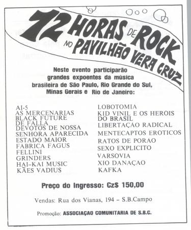 Panfleto de divulgao do show 'Rock pela Billings'