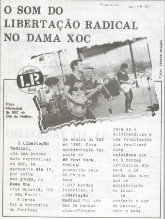 Divulgao do show da banda 'Libertao Radical'