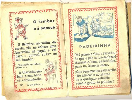 Livro de primeira srie de Corvina, imigrante portuguesa (pginas 8 e 9) - dcada de 1940